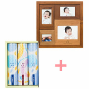 【旬ギフト】名入れ木製壁掛けフォトフレーム（小）と揖保乃糸 たまひよオリジナルそうめんセットB