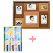【旬ギフト】名入れ木製壁掛けフォトフレーム（大）と揖保乃糸 たまひよオリジナルそうめんセットB