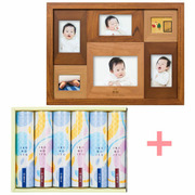 【旬ギフト】名入れ木製壁掛けフォトフレーム（大）と揖保乃糸 たまひよオリジナルそうめんセットD