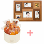 【旬ギフト】名入れ木製壁掛けフォトフレーム（大）とパティスリー キハチ たまひよ限定アソートボックスS