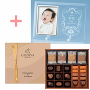 【旬ギフト】名入れフォトフレーム（小）とゴディバ チョコレート＆クッキーアソートメントB