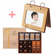 【旬ギフト】名入れアルバム型フォトフレームとゴディバ チョコレート＆クッキーアソートメントB