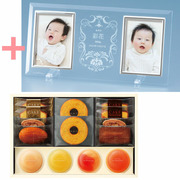 【旬ギフト】名入れフォトフレーム（大）とパティスリー キハチ 季節のゼリーと焼菓子ギフトA