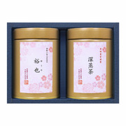 【旬ギフト】伊藤茶園 名入れ宇治煎茶・深蒸茶2缶〈桜〉