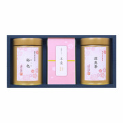 【旬ギフト】伊藤茶園 名入れ宇治煎茶・深蒸茶2缶と羊羹のセット〈桜〉