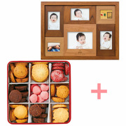 【旬ギフト】名入れ木製壁掛けフォトフレーム（大）とパティスリー・サダハル・アオキ・パリ コフレ アソーティモン ビスキュイE