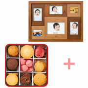 【旬ギフト】名入れ木製壁掛けフォトフレーム（大）とパティスリー・サダハル・アオキ・パリ コフレ アソーティモン ビスキュイD
