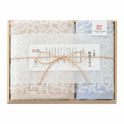今治謹製 木箱入り紋織タオルセットF（ブルー）