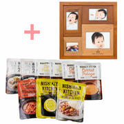 名入れ木製壁掛けフォトフレーム（小）とNISHIKIYA KITCHEN スープ＆カレーギフトセットB