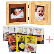 名入れ木製ダブルフォトフレームとNISHIKIYA KITCHEN スープ＆カレーギフトセットB