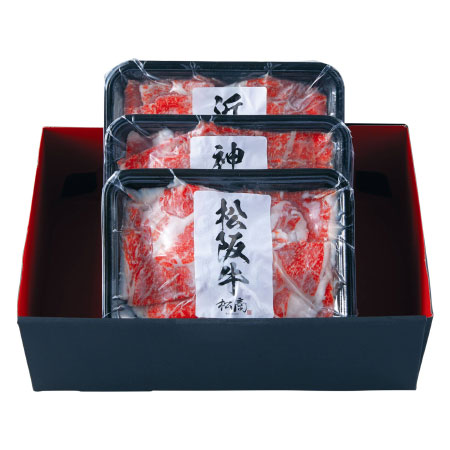 日本3大和牛セット（松阪牛・神戸牛・近江牛） すき焼き・しゃぶしゃぶ用600g