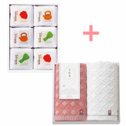 【旬ギフト】辻利兵衛本店 賽の茶6個と今治千彩美タオルBセット